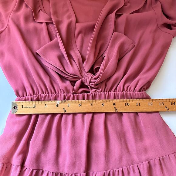 Show Me Your Mumu Dress Womens XS Pink Long Sleeve Ruffle Tier Addy Tie Boho - Picture 12 of 15